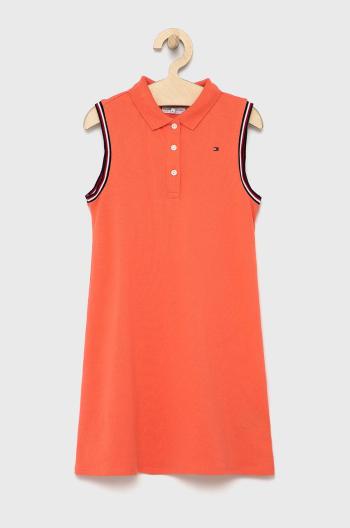 Dívčí šaty Tommy Hilfiger oranžová barva, mini, jednoduchý