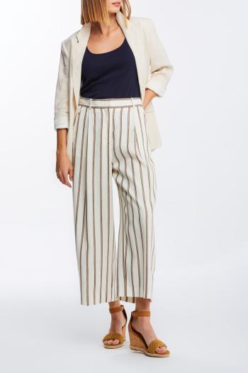 KALHOTY GANT D2. STRIPE LINEN CROPPED WIDE PANT bílá 36