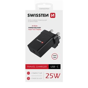 SWISSTEN Adaptér 230 V/25 W 1x USB-C, černý