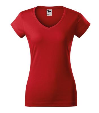 MALFINI Dámské tričko Fit V-neck - Červená | XXL