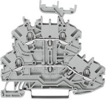 Dvojřadá svorka průchozí Wago 2000-2201, pružinová, 3,5 mm, šedá