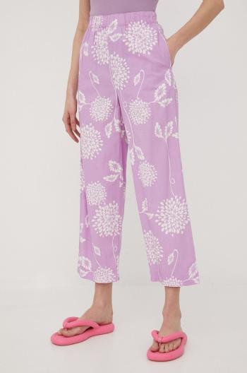 Kalhoty Brixton dámské, fialová barva, jednoduché, high waist