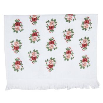 Bílý kuchyňský froté ručník s růžemi - 40*66 cm CT012