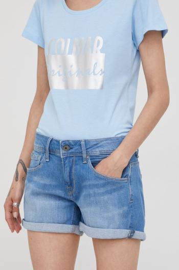 Džínové šortky Pepe Jeans Siouxie dámské, hladké, medium waist