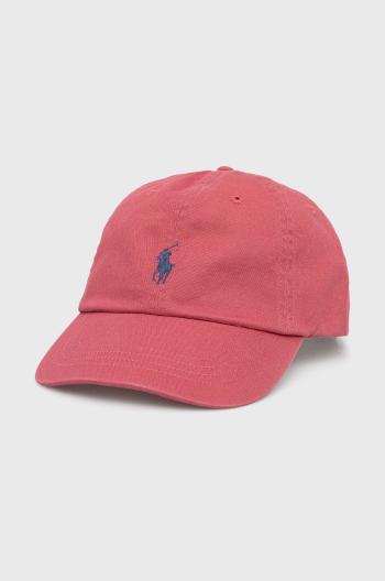 Bavlněná čepice Polo Ralph Lauren růžová barva, hladká