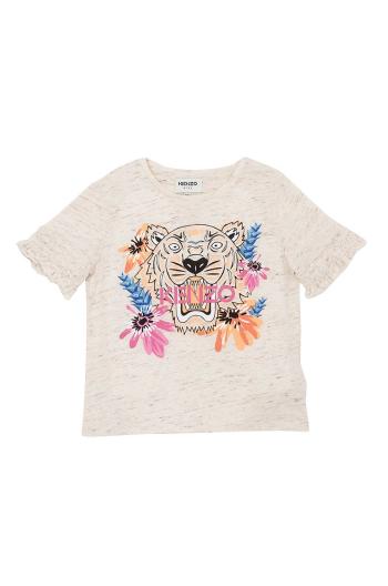 Bavlněné tričko Kenzo Kids béžová barva