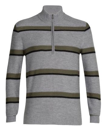 pánský merino svetr ICEBREAKER Mens Waypoint LS Half Zip, Gritstne HTHR/Lden/Blk/S (vzorek) velikost: M