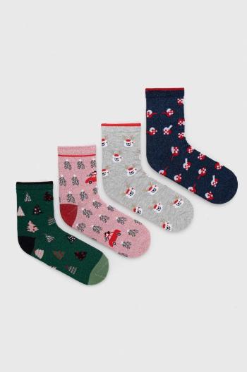 Ponožky Pieces Anita 4-pack dámské, šedá barva