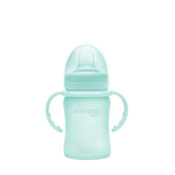 Everyday Baby skleněná lahvička s pítkem a držátkem, 150 ml, zelená