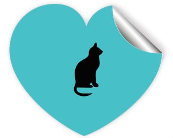 Samolepky srdce - 5 kusů Kočka - Shean