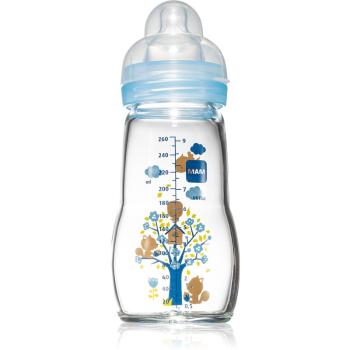MAM Feel Good Glass Baby Bottle kojenecká láhev Blue 2m+ 260 ml