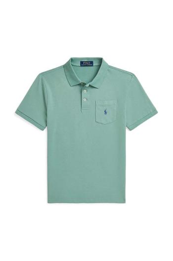 Dětská bavlněná polokošile Polo Ralph Lauren zelená barva, 323942065002