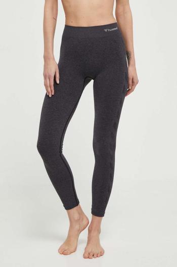 Legíny na jógu Hummel hmlCI SEAMLESS MID WAIST TIGHTS šedá barva, s potiskem, 210496