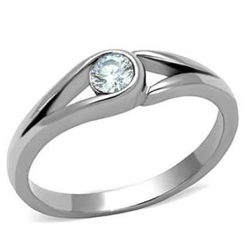Šperky4U Ocelový prsten se zirkonem - velikost 60 - AL-0018-60