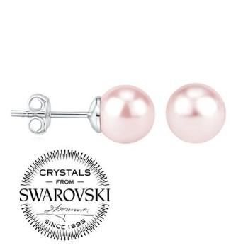 Silvego SILVEGO stříbrné náušnice pecky puzetkové s růžovou perlou Swarovski Crystals VSW045LPS