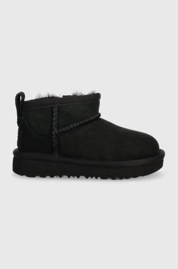 Dětské semišové sněhule UGG T CLASSIC ULTRA MINI černá barva