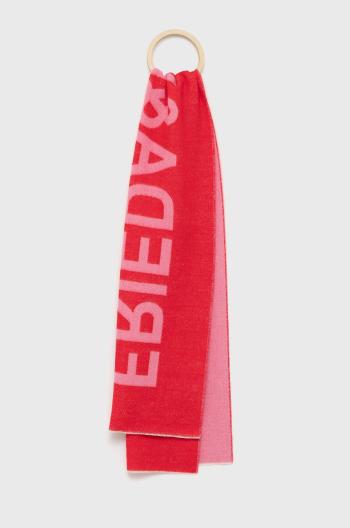 Šátek z vlněné směsi Frieda & Freddies růžová barva, vzorovaný