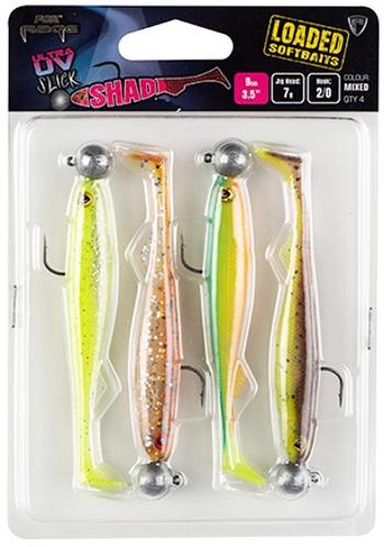 Fox rage gumová nástraha slick shad 4 mixed uv color pack loaded - 11 cm 10 g 3/0