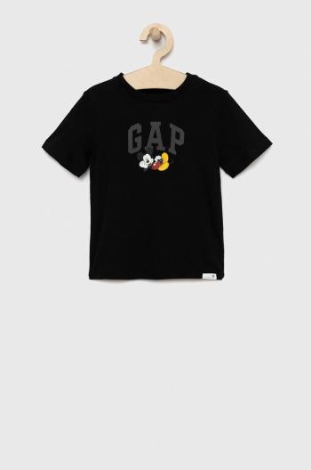 Dětské bavlněné tričko GAP X Disney černá barva, s potiskem