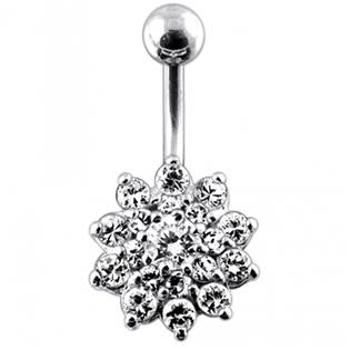 Šperky4U Stříbrný piercing do pupíku - kytička - BP01099-CC