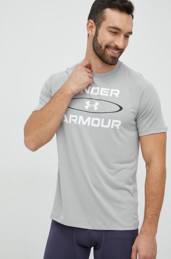 Tréninkové tričko Under Armour Tech 2.0 , šedá barva, s potiskem