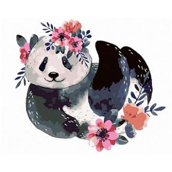 Diamondi - Diamantové malování - PANDA S KVĚTINAMI, 40x50 cm, bez rámu a bez vypnutí plátna (606020A)