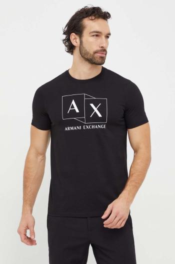 Bavlněné tričko Armani Exchange černá barva, s potiskem, 3DZTAD ZJ9AZ