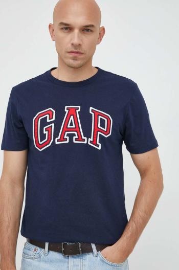 Bavlněné tričko GAP tmavomodrá barva, s aplikací