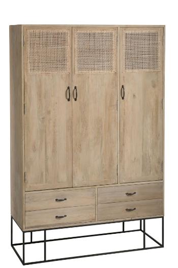 Dřevěná skříň se dveřmi a šuplíky Woven - 115*45*175cm 91013