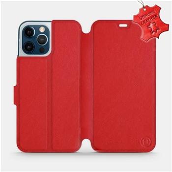 Flipové pouzdro na mobil Apple iPhone 12 Pro Max - Červené - kožené -   Red Leather (5903516377855)