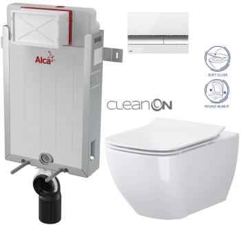 ALCAPLAST Renovmodul předstěnový instalační systém s bílým/ chrom tlačítkem M1720-1 + WC CERSANIT CLEANON VIRGO + SEDÁTKO AM115/1000 M1720-1 ME1