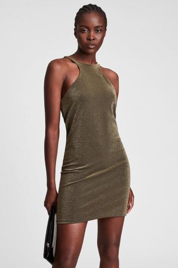 Šaty AllSaints zlatá barva, mini, přiléhavá