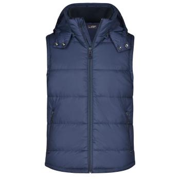 James & Nicholson Pánská zimní vesta s kapucí JN1004 - Tmavě modrá | L