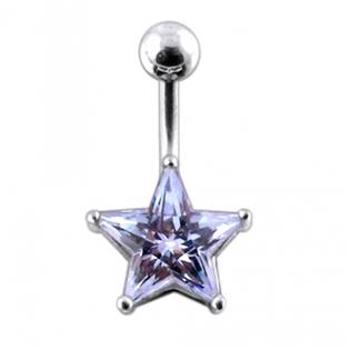 Šperky4U Stříbrný piercing do pupíku - hvězda - BP01019-TZ