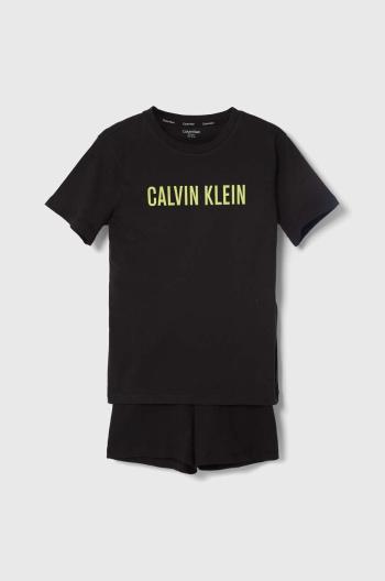 Dětské bavlněné pyžamo Calvin Klein Underwear černá barva, s potiskem