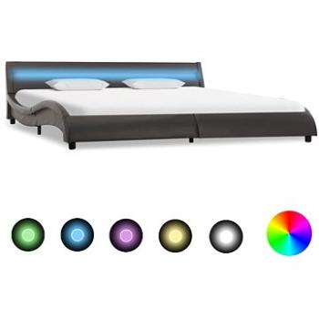 Rám postele s LED světlem šedý umělá kůže 180x200 cm (285695)