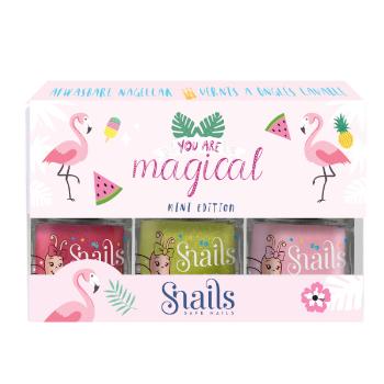 Snails You are Magical Plameňák mini 3 pack sada laků na nehty pro děti 3 x 7 ml 3 x 7 ml