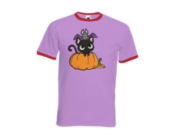 Pánské tričko s kontrastními lemy Kočička a netopýr