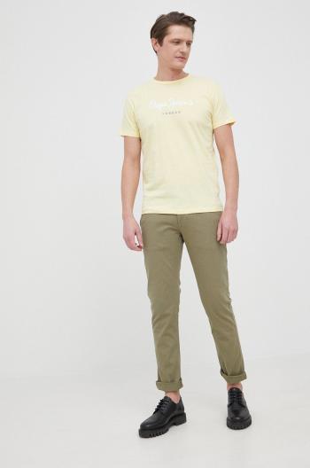 Bavlněné tričko Pepe Jeans Eggo N žlutá barva, s potiskem
