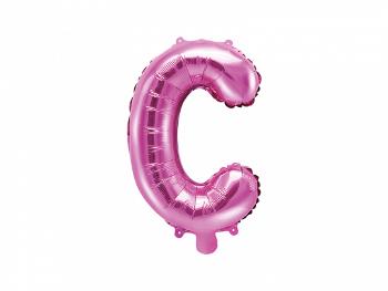 PartyDeco Fóliový balónek Mini - Písmeno C 35cm růžový
