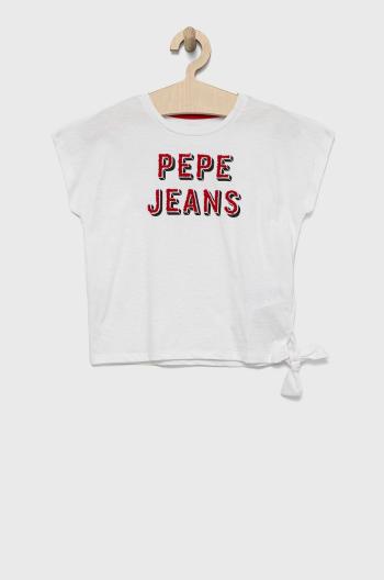 Dětské bavlněné tričko Pepe Jeans bílá barva