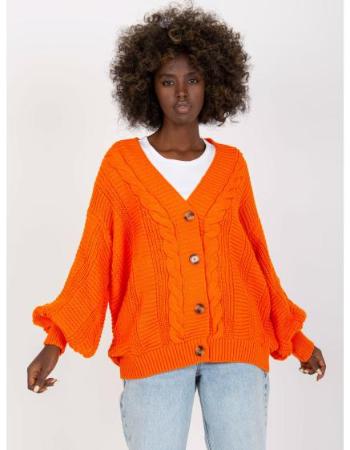 Dámský svetr volného střihu s knoflíky RUE PARIS oranžový