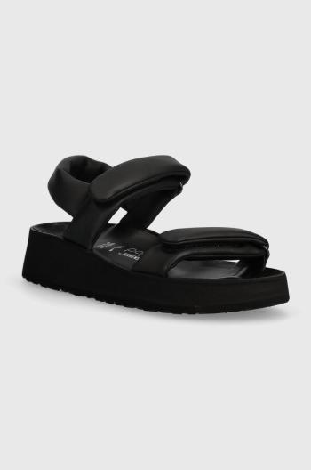 Kožené sandály Birkenstock Theda dámské, černá barva, na platformě, 1026877