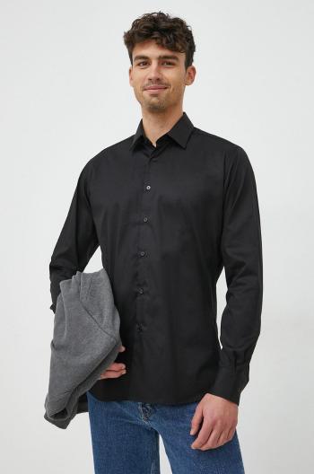 Bavlněné tričko Karl Lagerfeld černá barva, regular, s klasickým límcem