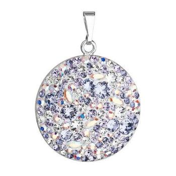 Stříbrný přívěsek s krystaly Swarovski fialový kulatý 34131.3 violet, tanzanite,crystal, ab,,, violet,, crystal,, provence, lavender