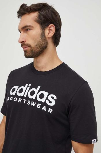 Bavlněné tričko adidas černá barva, s potiskem, IW8833