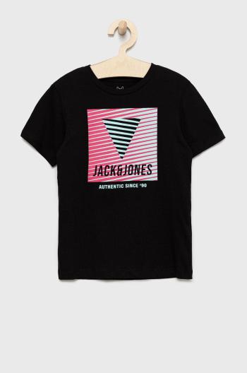 Dětské bavlněné tričko Jack & Jones černá barva, s potiskem