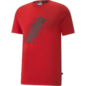 Puma POWER LOGO TEE Pánské triko, červená, velikost L