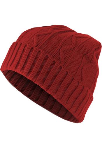 Urban Classics Beanie Cable Flap red - UNI