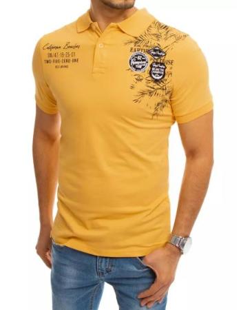 Pánské tričko s límečkem žluté PARADISE